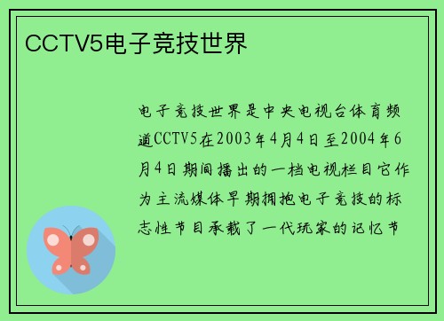 CCTV5电子竞技世界